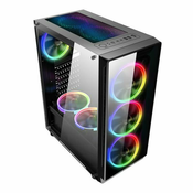 NaviaTec Vortex V3 Gaming case with 4x RGB Fans, Real Glass Side, NVT-VORTEX V3 NVT-VORTEX V3