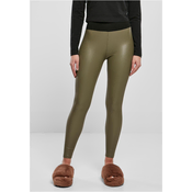 Womens high-waisted synthetic leather leggings olive