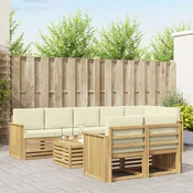 Set vanjskih sofa 9 pcs Bijela i krem 59 x 59 x 37 cm Poliester