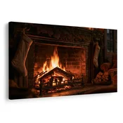 Slika prijeten božični kamin z ognjem - 40x30