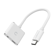 Audio adapter USB-C na mini jack 3,5 mm i USB-C Cygnett Essential (bijeli)