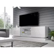 TV stol RB71, LED rasvjeta: Ne, Boja: Bijela + sjajni bijeli