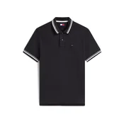 Tommy Jeans Majica Tommy Flag Regular Fit Tipped črna/bela