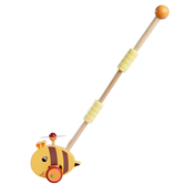 Drevené autíčko včielka Push Bee with Stick Eichhorn s vodiacou rúčkou dĺžka 50 cm od 12 mes EH6804