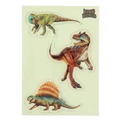 Dino World ASST | Glibbies gel nalepke, Tyrannosaurus rex, Compsoqnathus, Carnotaurus, 3 kos
