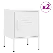 Vidaxl Nočne omarice 2 kosa bela 35x35x51 cm jeklo