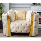 Casa Padrino luxury Chesterfield armchair cream/gold 120 x 100 x H. 75 cm - Chesterfield living room armchair - Living room furniture - Chesterfield furniture - Luxury furniture