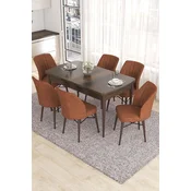 Hanah Home Set Trpezarijski sto i 6 stolica Eva, Braon