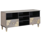 TV ormar s ladicama Siva 100 x 33 x 46 cm Cvrsto drvo manga
