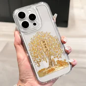 Yingkaida Maska za mobilni telefon iPhone 16 Pro, Providno-zlatna