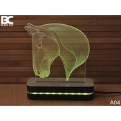 Black Cut 3D Lampa Glava konja, RGB
