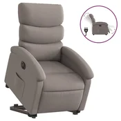 Vidaxl Električni naslanjač s funkcijo vstajanja taupe blago