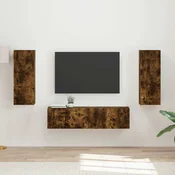 Set TV komoda Zidne 2 pcs Dimljeni hrast Konstruirano drvo