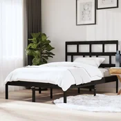 Okvir za krevet od masivnog drva crni 150x200 cm veliki