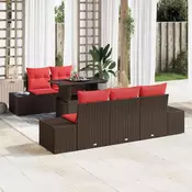 vidaXL vidaXL Kavčna garnitura z blazino 6 pcs Rjava in rdeča poli ratan, (5000138335)