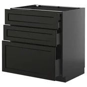 METOD / KNIVSHULT Pod.elem.3front/2dnj/1srd/1vis.fiok, Crnosiva/Lerhyttan crno bajcovano, 80x60 cm