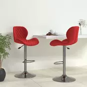 Vidaxl vidaXL Barski stoli, komplet 2 kosov, vinsko rdeči, oblazinjeni z žametom