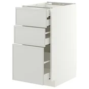 METOD / MAXIMERA Pod.elem.3front/2dnj/1srd/1vis.fiok, bela/Aspudden svetlosiva, 40x60 cm