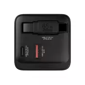 Verbatim GNC-100 GaN zidni punjač 65W USB-C kabel na izvlačenje + 1×USB-A + 1×USB-C
