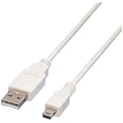VALUE Value USB kabel USB 2.0 USB-A vtič\, USB-mini-A vtič 3.00 m bela zaščiten 11.99.8730, (20417102)