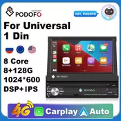 Podofo Android 10.0 1Din Quad-Core Car GPS Navigation Player 7” Universa Car Radio WiFi Bluetooth MP5 Multimedia Player NO DVD