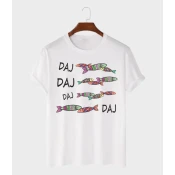 MAFIMI Muška majica Daj ribu ribu ribu daj, Bela