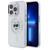 Ovitek Karl Lagerfeld IML MagSafe za iPhone 13 Pro - white metal choupette`s head