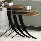 Hanah Home Pomocni stocic Pion, 3 komada, Braon-crni