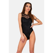 Livco Corsetti Eroticni bodi glatki s cipkastom mrežicom Mudienin S/M