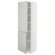 METOD Visoki element s policama/2 vrata, bela/Havstorp svetlosiva, 60x60x200 cm