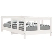 Vidaxl Otroški posteljni okvir bel 70x140 cm trdna borovina