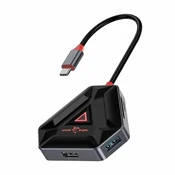 White Shark USB Hub Hexagon 6u1, Type-C, Crno-srebrni