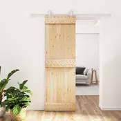 vidaXL Drsna vrata Naravna in bela 70 x 210 cm Masiven borov les