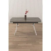 Hanah Home trpezarijski sto na razvlacenje Sim, 150 × 89 cm (razvucen 200 cm), antracit ploca Irony, hromirane noge