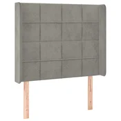 Vidaxl Vzglavje z ušesi svetlo sivo 93x16x118/128 cm žamet
