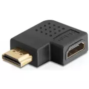 Adapter HDMI M - HDMI Ž 19-pin kotni desni Delock