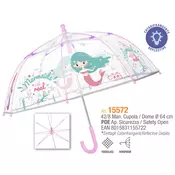 Mermaid transparent manual umbrella 42cm