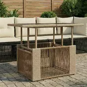vidaXL vidaXL Vrtna miza Bež 100 x 55 x 37 cm PE Ratan in Steklo, (5000285911)