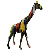 Casa Padrino luxury decorative sculpture giraffe black/multicolored H. 240 cm - Huge garden sculpture - Life size sculpture - XXL decorative sculpture - XXL decorative animal figure