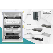 10 inch network bundle, including 9U cabinet, grey shelf, PDU, 8-port switch, CAT 6 patch panel