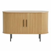 Komoda v hrastovem dekorju z drsnimi vrati v naravni barvi 120x76x45 cm Nola – Unique Furniture