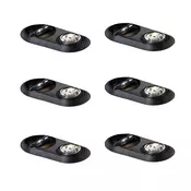 Komplet 6 zaobljenih vgradnih reflektorjev črne barve GU10 70 mm 2-luči - Hubs