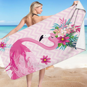 Brisača za plažo FLAMINGO WITH FLOWERS 70 x 150 cm pisana