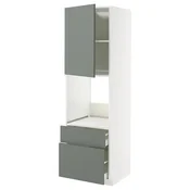 METOD / MAXIMERA Vis.el.pec s fiok/2frnt/srd/g.fiok, bela/Nickebo mat sivozelena, 60x60x200 cm
