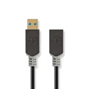 Nedis USB kabel | USB 3.2 Gen 1 | USB-A moški | USB-A ženski | 5 Gbps | Pozlačeno | 2,00 m | Okrogla | PVC | antracit | Škatla