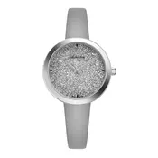 Ženski adriatica essence swarovski srebrni modni rucni sat sa sivim kožnim kaišem ( a3646.5g13q )