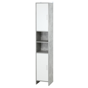Kleankin kleankin Prostorsko varčen kopalniški steber z 2 omarama in 2 odprtima predaloma, visoko večnamensko pohištvo iz lesa z učinkom cementa, 30x30x180cm, siva, (20754107)