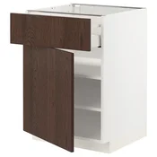 METOD / MAXIMERA Podni element s fiokom/vratima, bela/Sinarp smeda, 60x60 cm