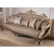 Casa Padrino luxury baroque sofa gray/white/dark brown/gold 255 cm