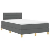 Vidaxl LED Box Spring Postelja Temno siva 120 x 200 cm blago